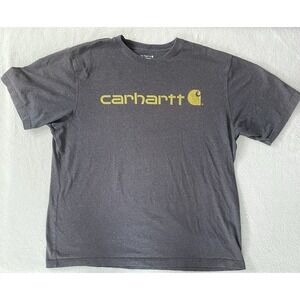 Carhartt Mens XL T-Shirt Gray Loose Fit Short Sleeve Graphic Logo Tee